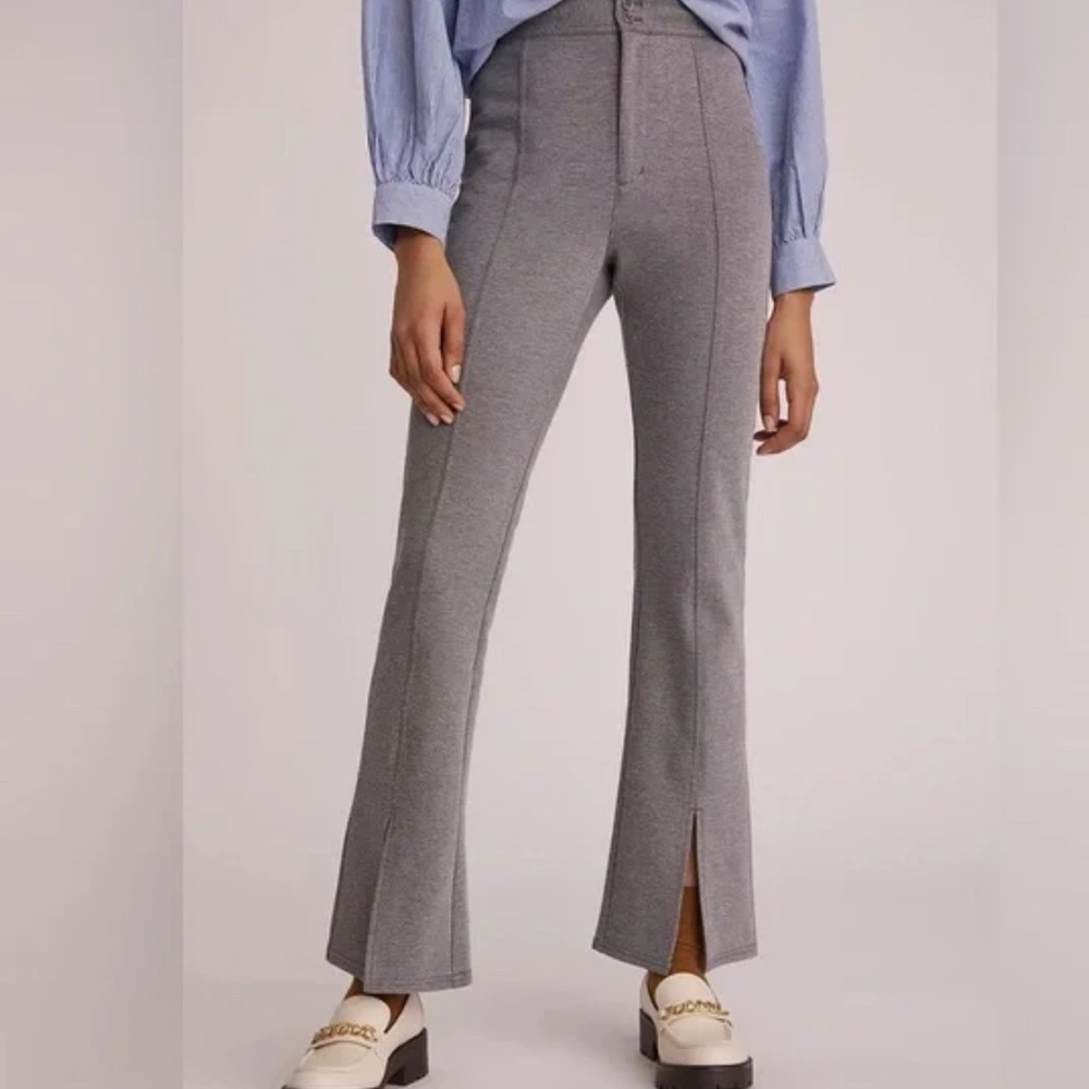 Maeve Anthropologie Womens Pants Gray Size 10 Split Seam Flared Cotton Blend